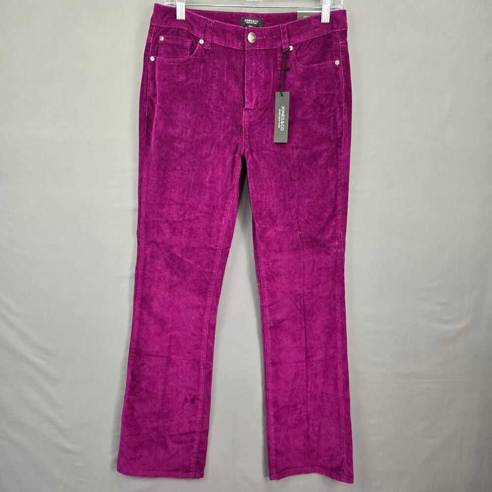 Jones New York Purple Corduroy Pants NEW Size 8 Skinny Boot Womens High Rise Zip